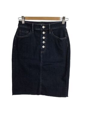 BANANA Republic long denim skirt button fly NWOT high waisted raw hems size 0